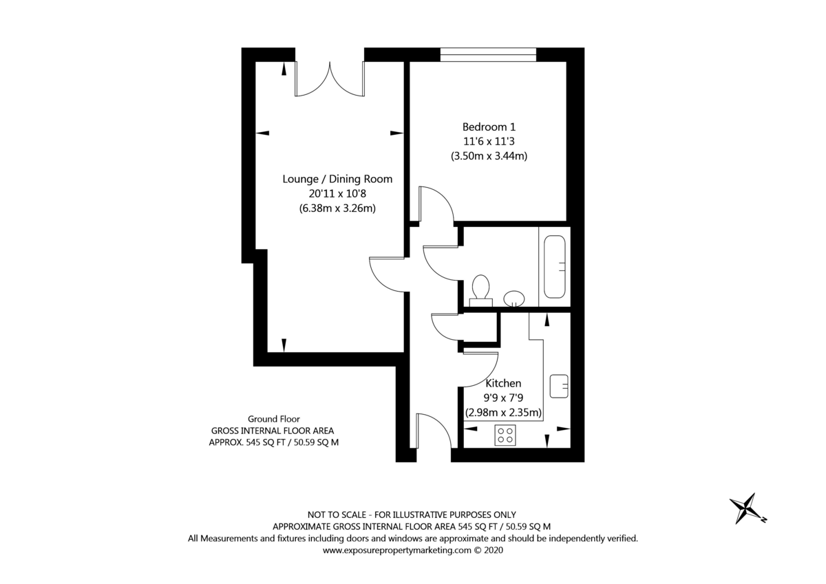 1 bed flat for sale in Gale Lane, Acomb - Property floorplan