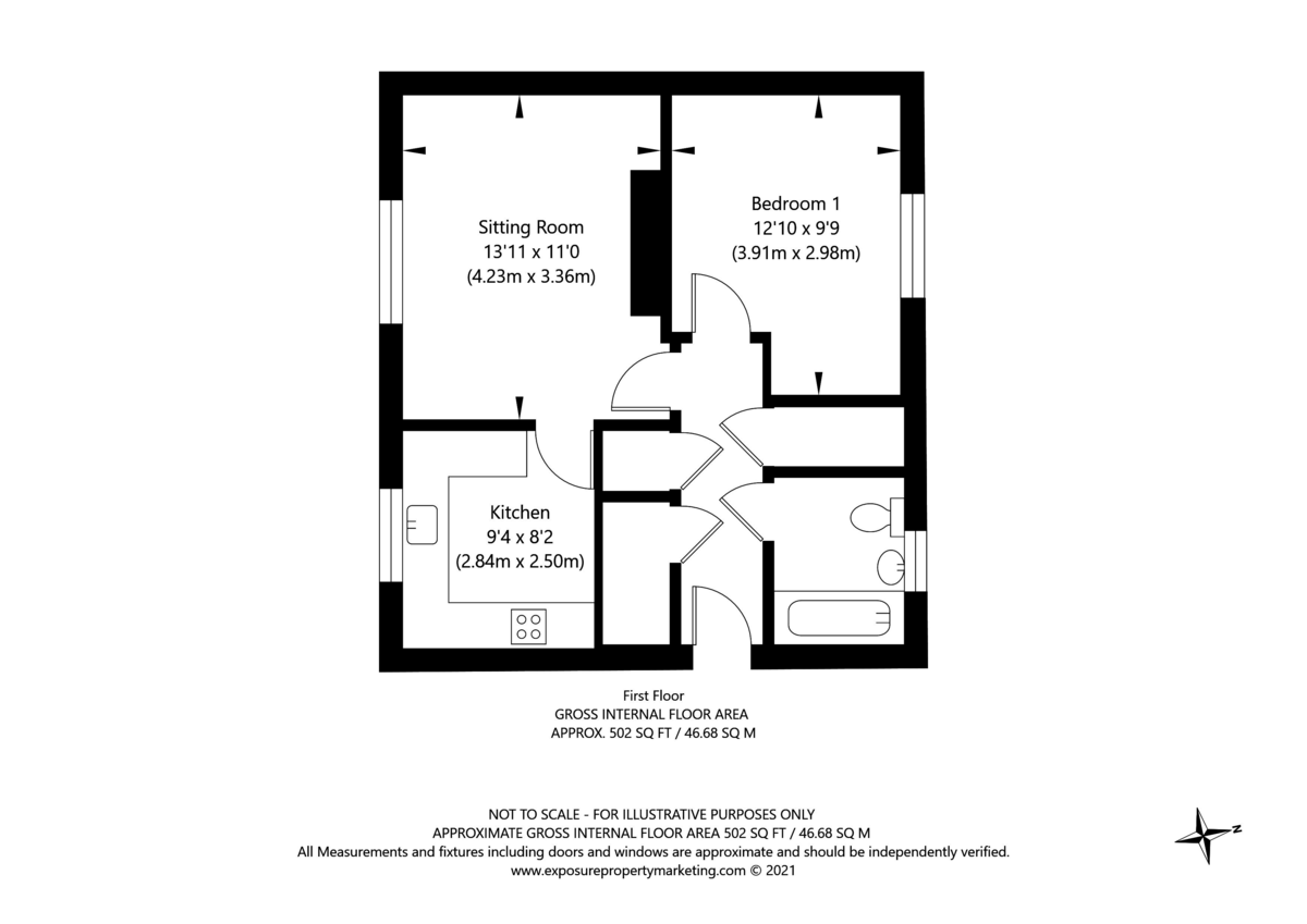 1 bed flat for sale in Morritt Close, York - Property floorplan
