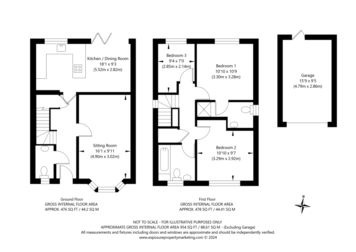 3 bed house for sale in Greenfields, Ulleskelf - Property floorplan