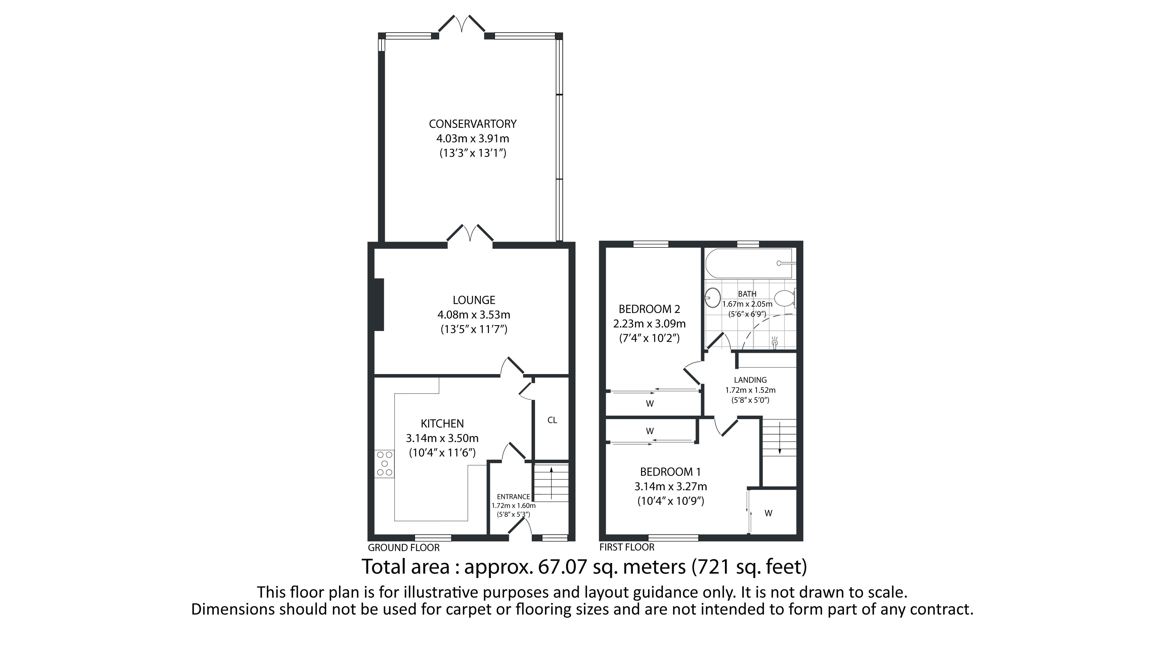2 bed house for sale in Field View - Property Floorplan