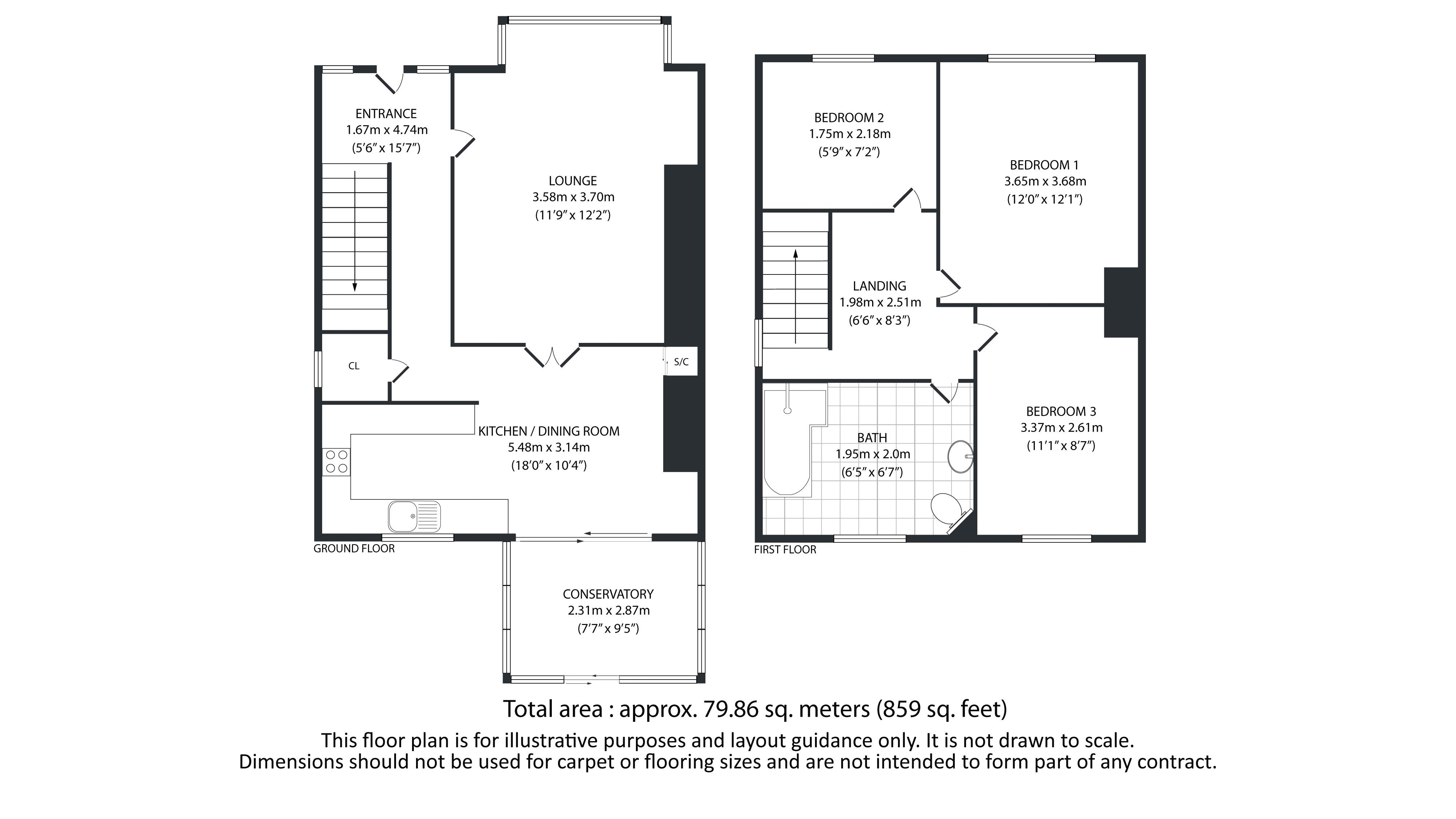 3 bed house for sale in Cousin Lane - Property Floorplan