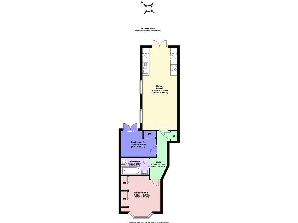 2 bed flat for sale in 102 Ferndale Road - Property Floorplan