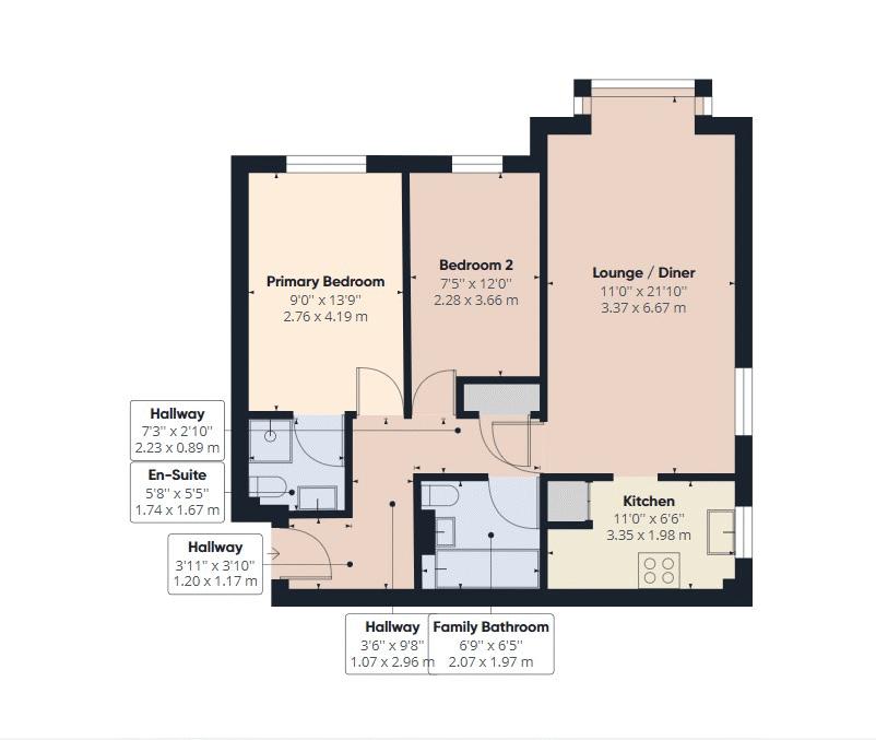 2 bed flat for sale in 84 Worcester Road - Property Floorplan
