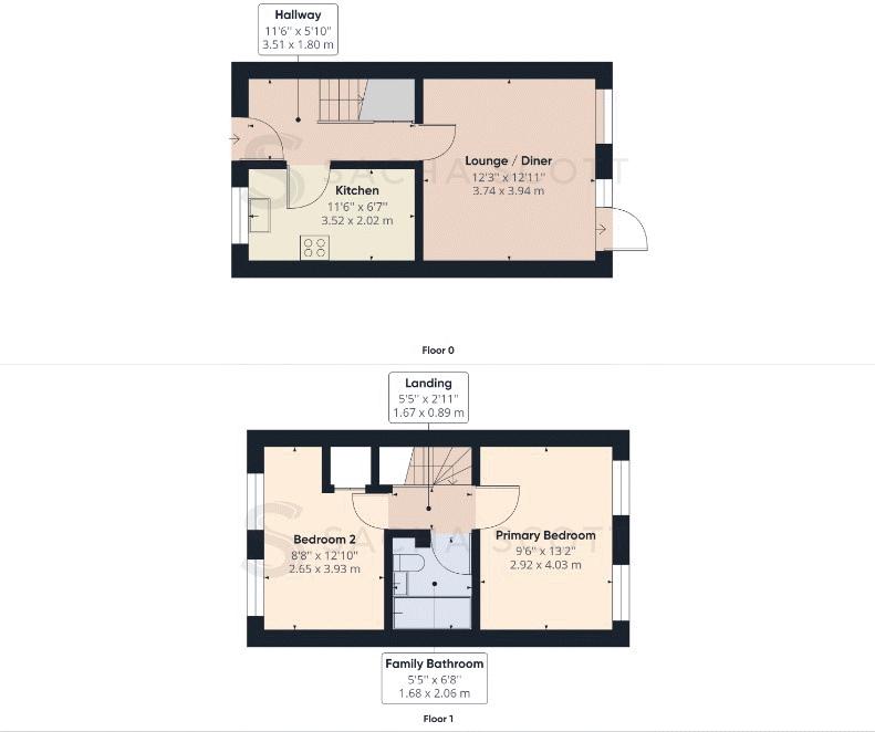 2 bed house for sale in Bunbury Way - Property Floorplan