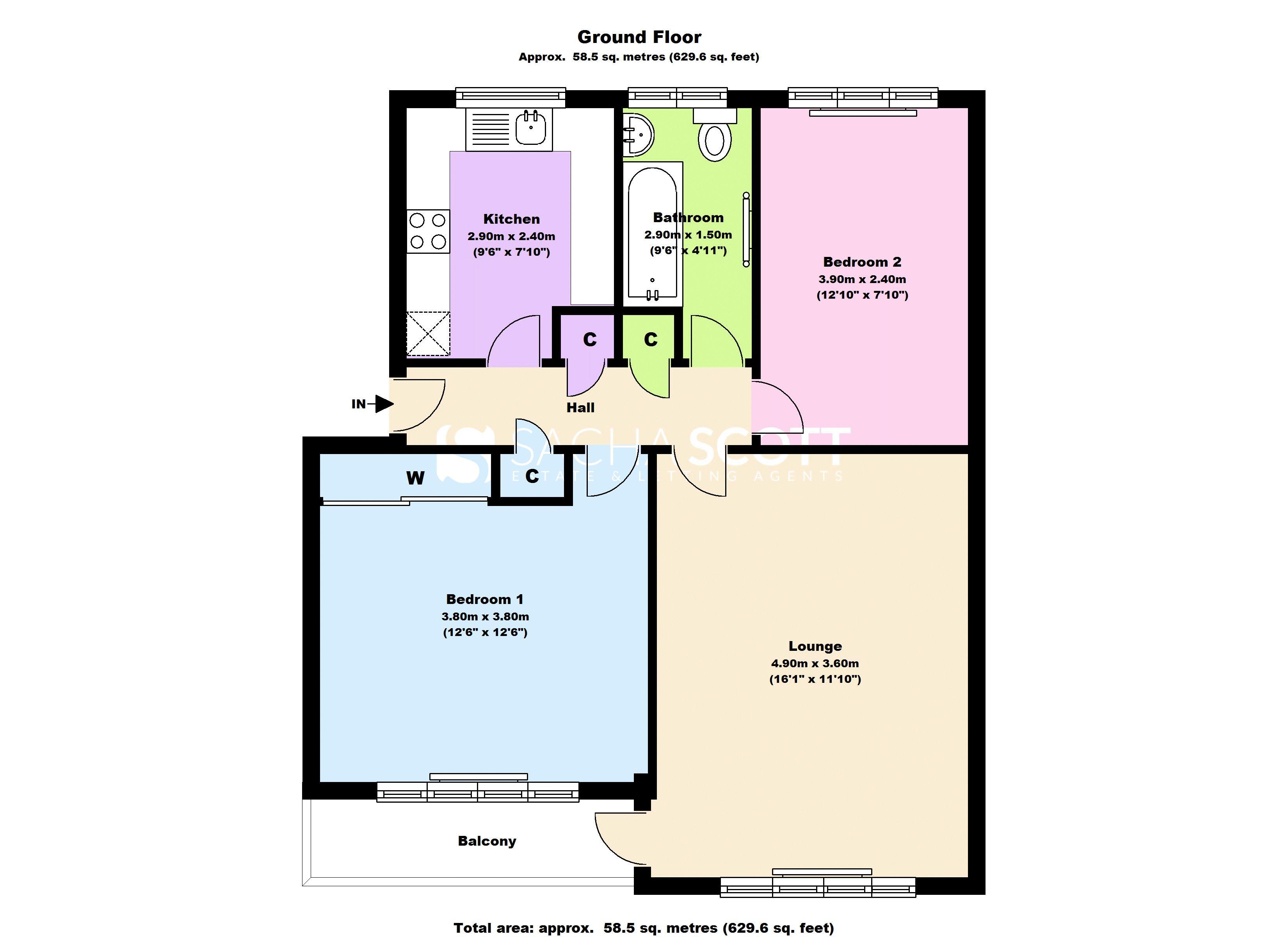 2 bed flat to rent in Lancaster Court - Property Floorplan