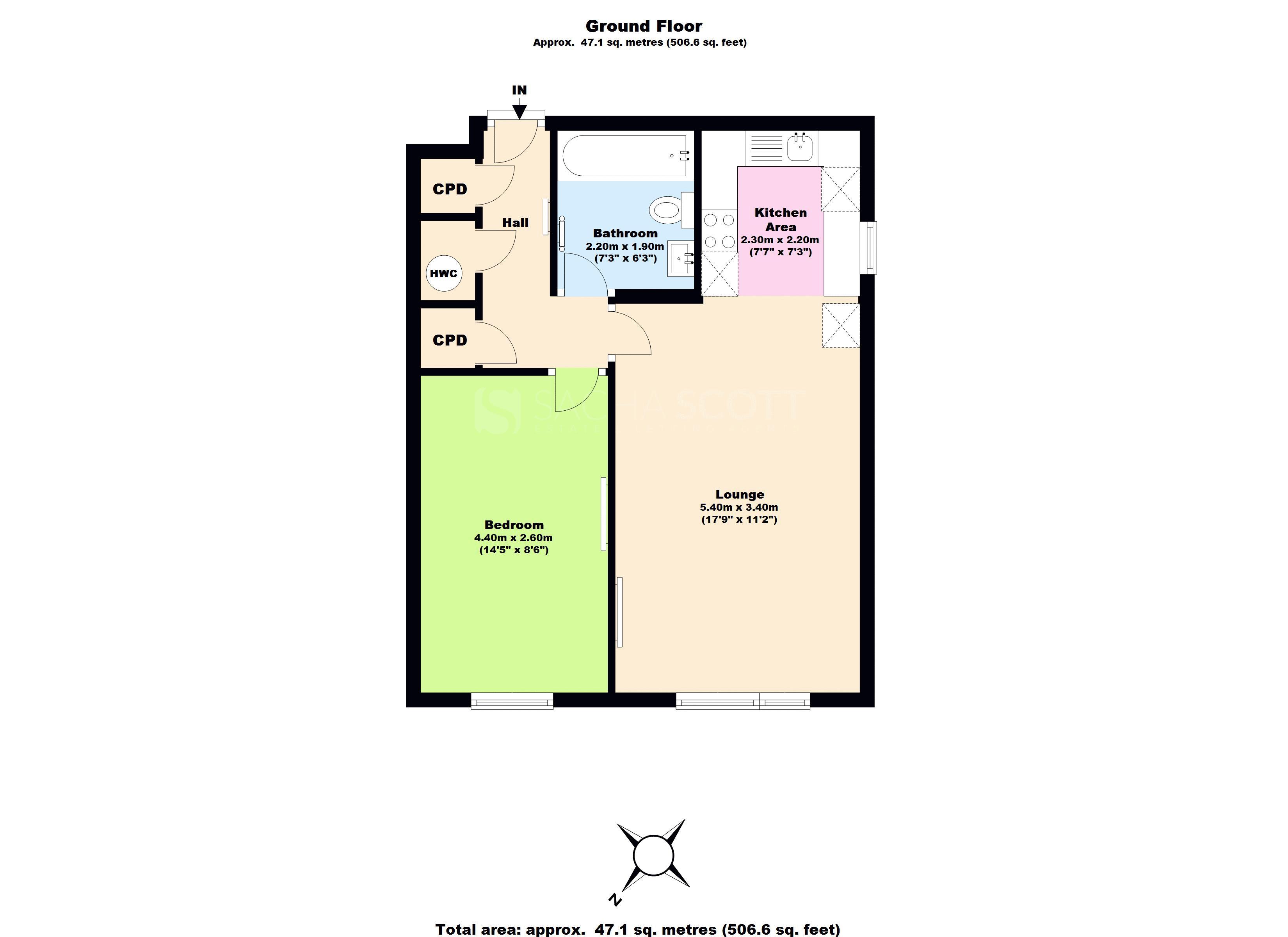 1 bed flat for sale in Eaton Road - Property Floorplan