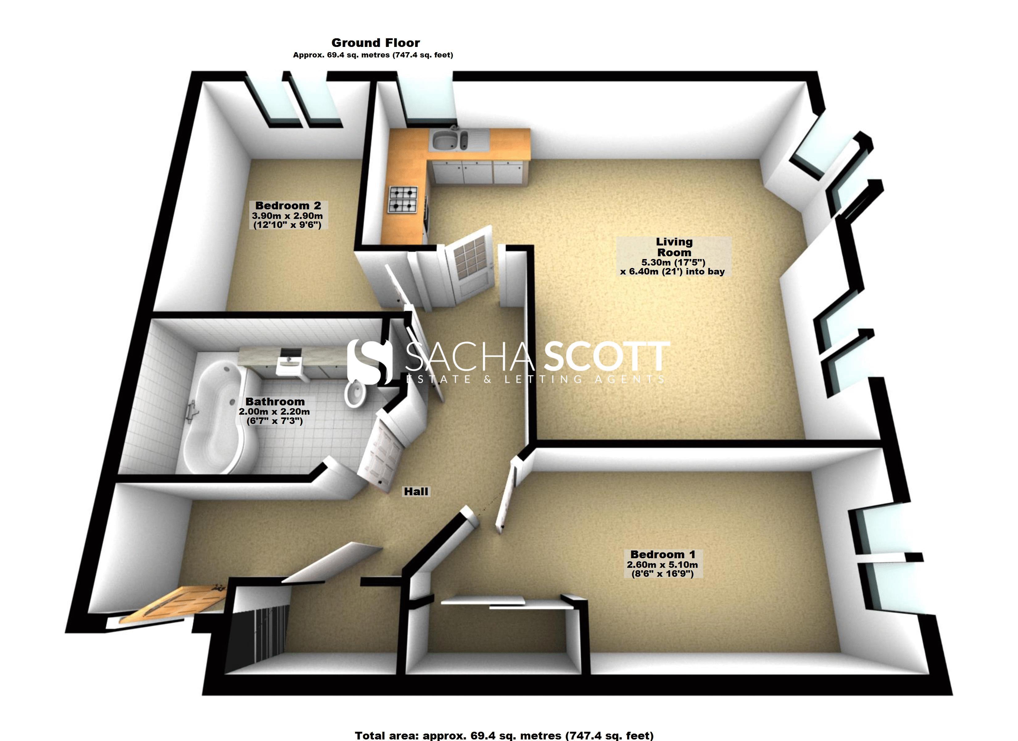2 bed flat to rent in Windmill Lane - Property Floorplan