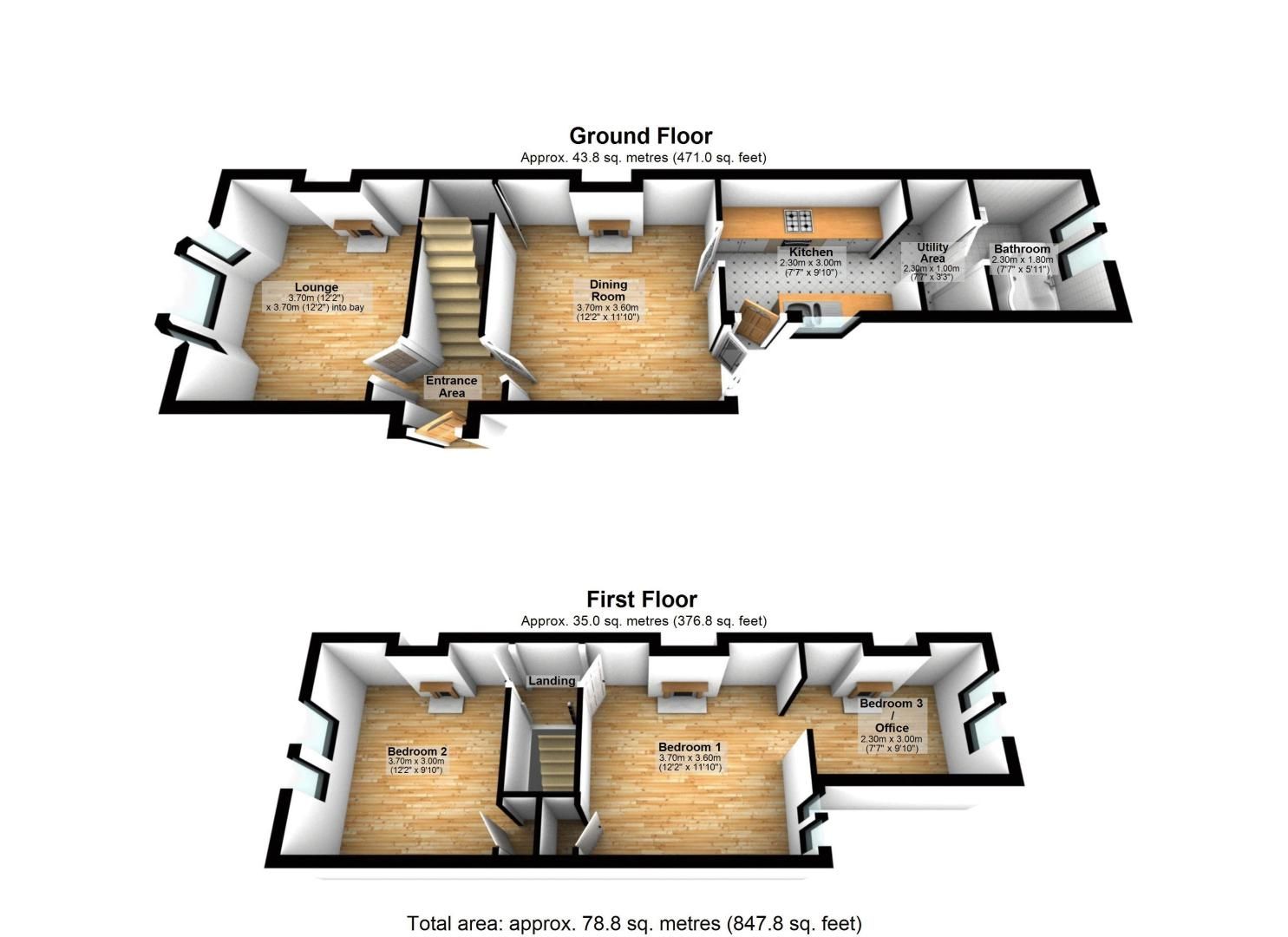 3 bed house for sale in Church Side - Property Floorplan