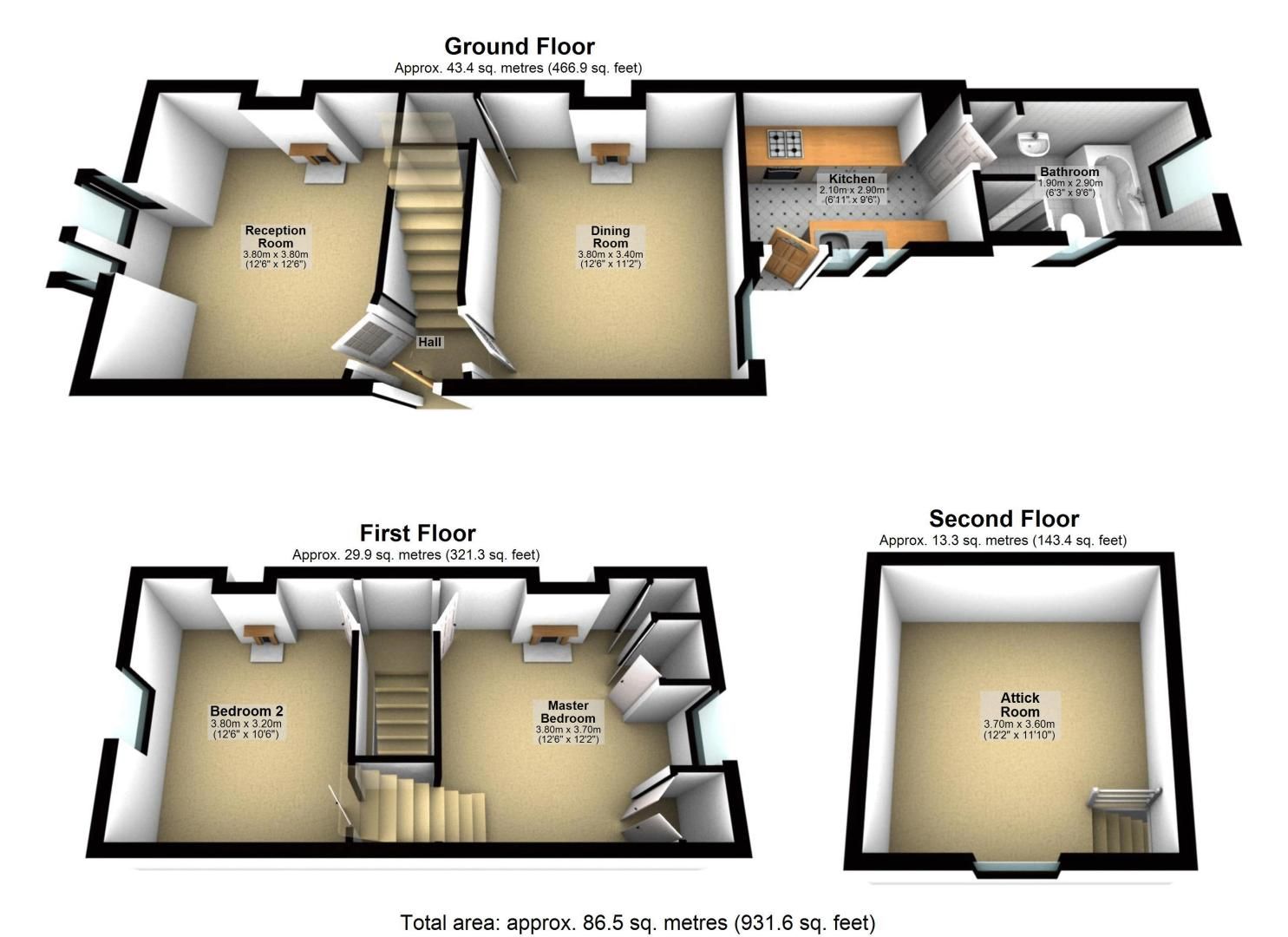 2 bed house for sale in Lower Court Road - Property Floorplan