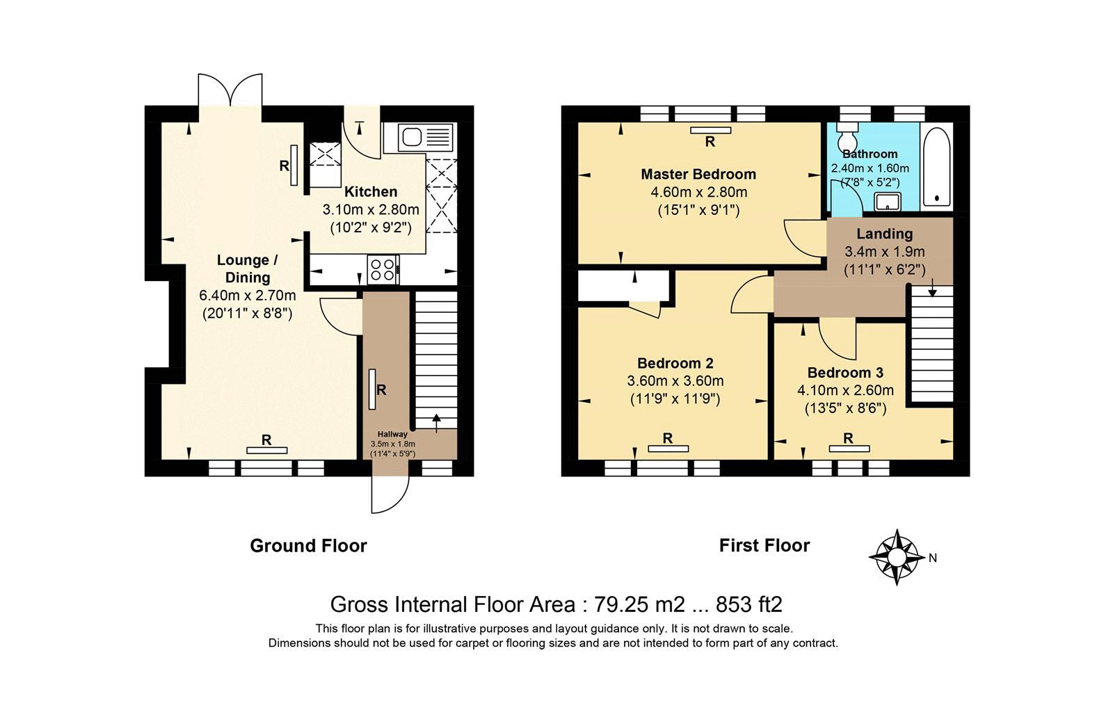 3 bed house for sale in Merefield Gardens - Property Floorplan