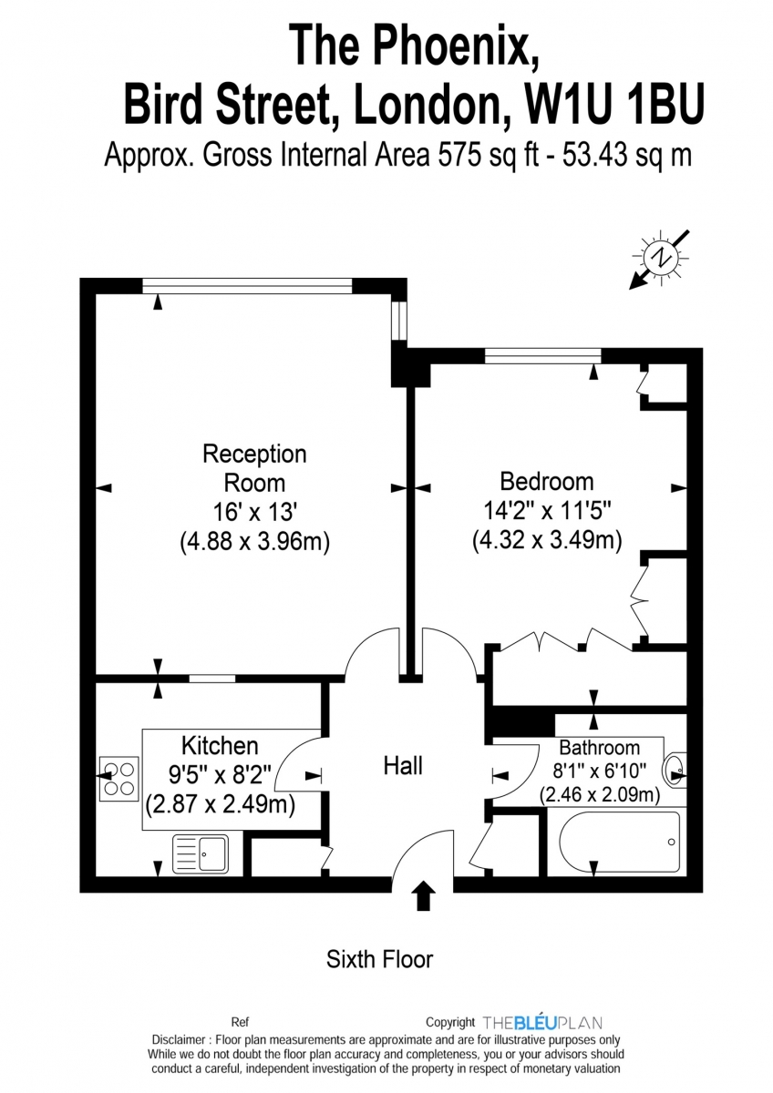 1 bed flat to rent in The Phoenix - Property Floorplan