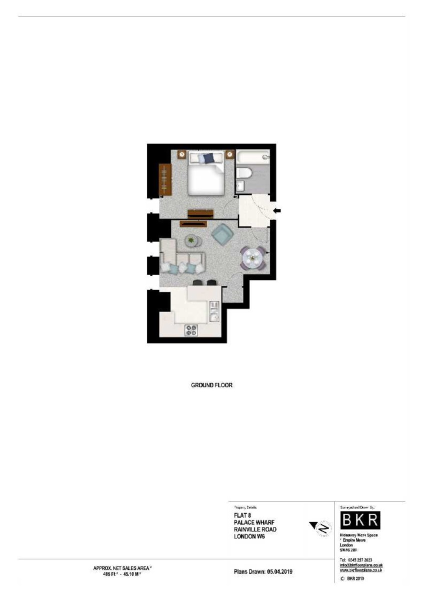 1 bed flat to rent in Palace Wharf Apartments, London - Property Floorplan