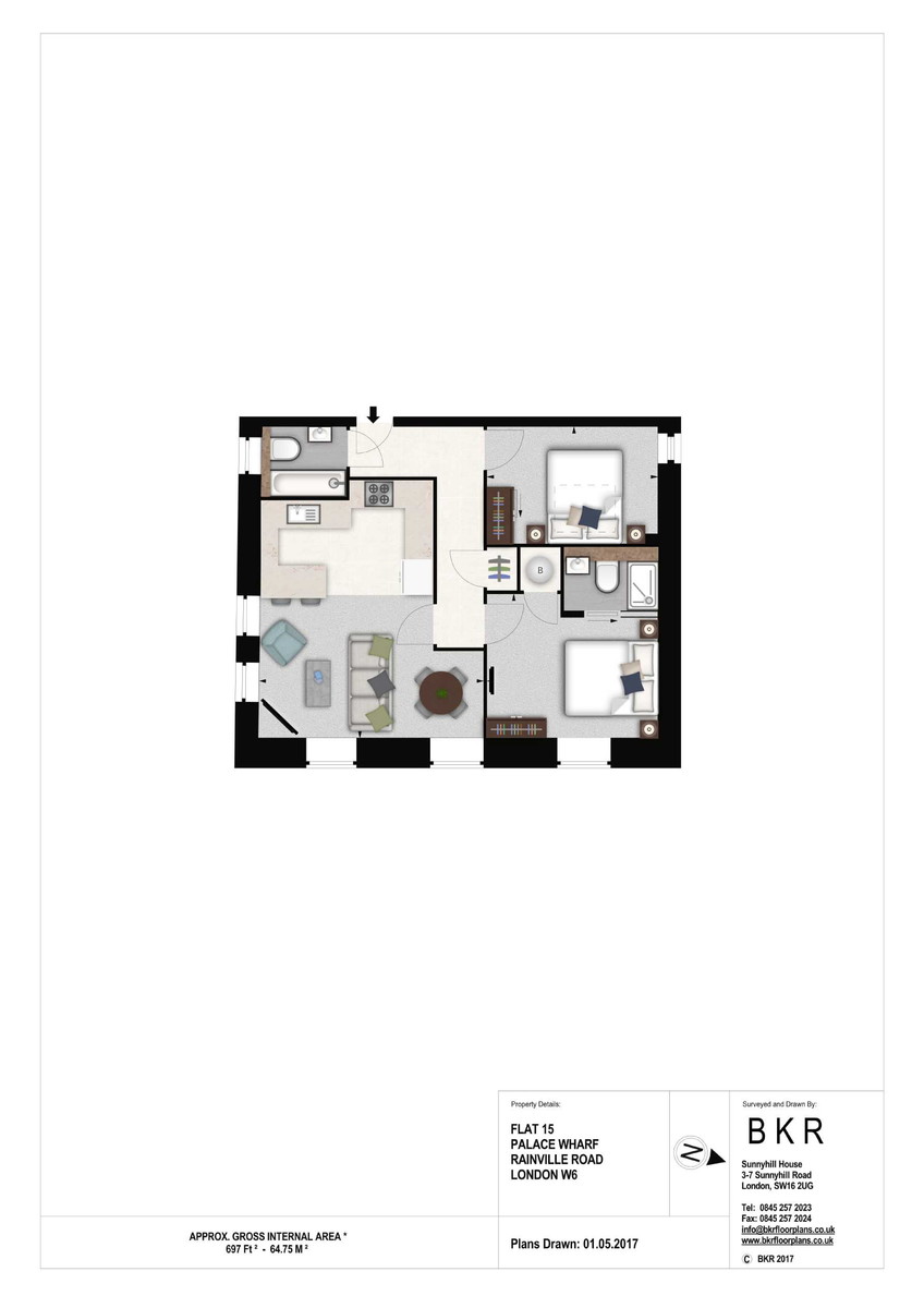 2 bed flat to rent in Palace Wharf Apartments, London - Property Floorplan