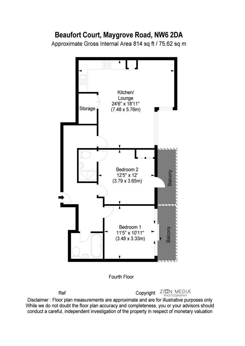 2 bed flat for sale in Maygrove Road, West Hampstead - Property Floorplan