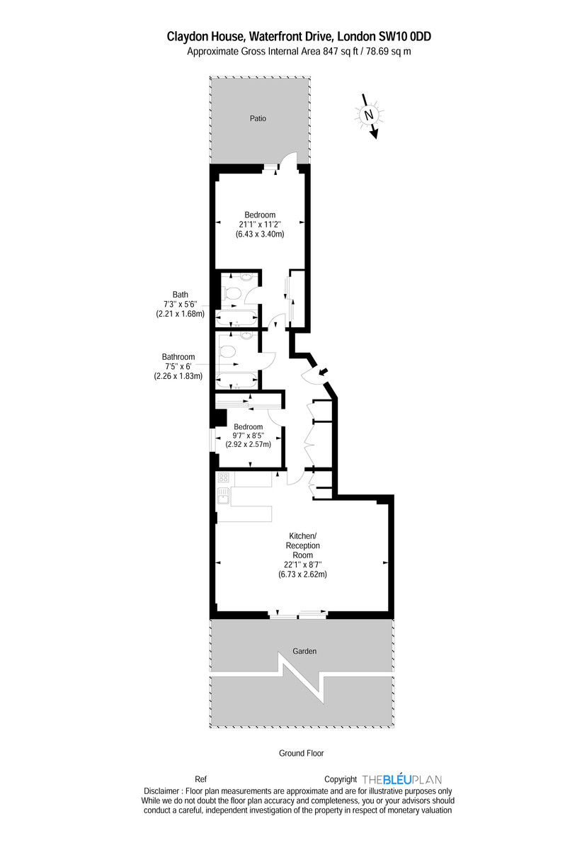 2 bed flat to rent in Claydon House, Chelsea Waterfront - Property Floorplan