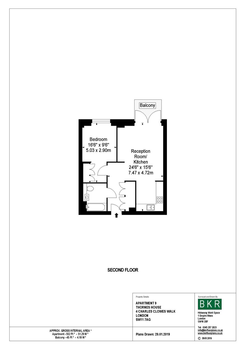 1 bed flat to rent in The Residence, London - Property Floorplan
