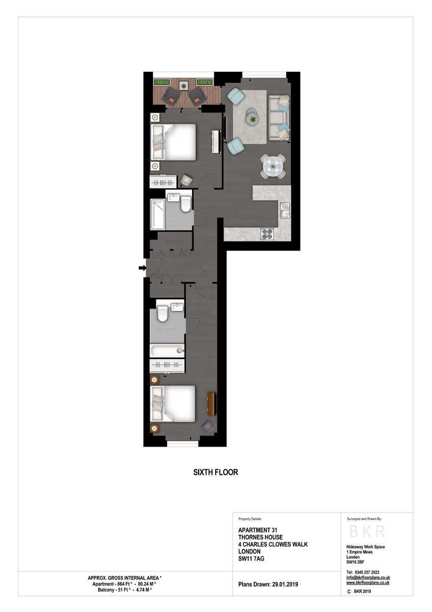 2 bed flat to rent in PONTON ROAD, THE RESIDENCE - Property Floorplan