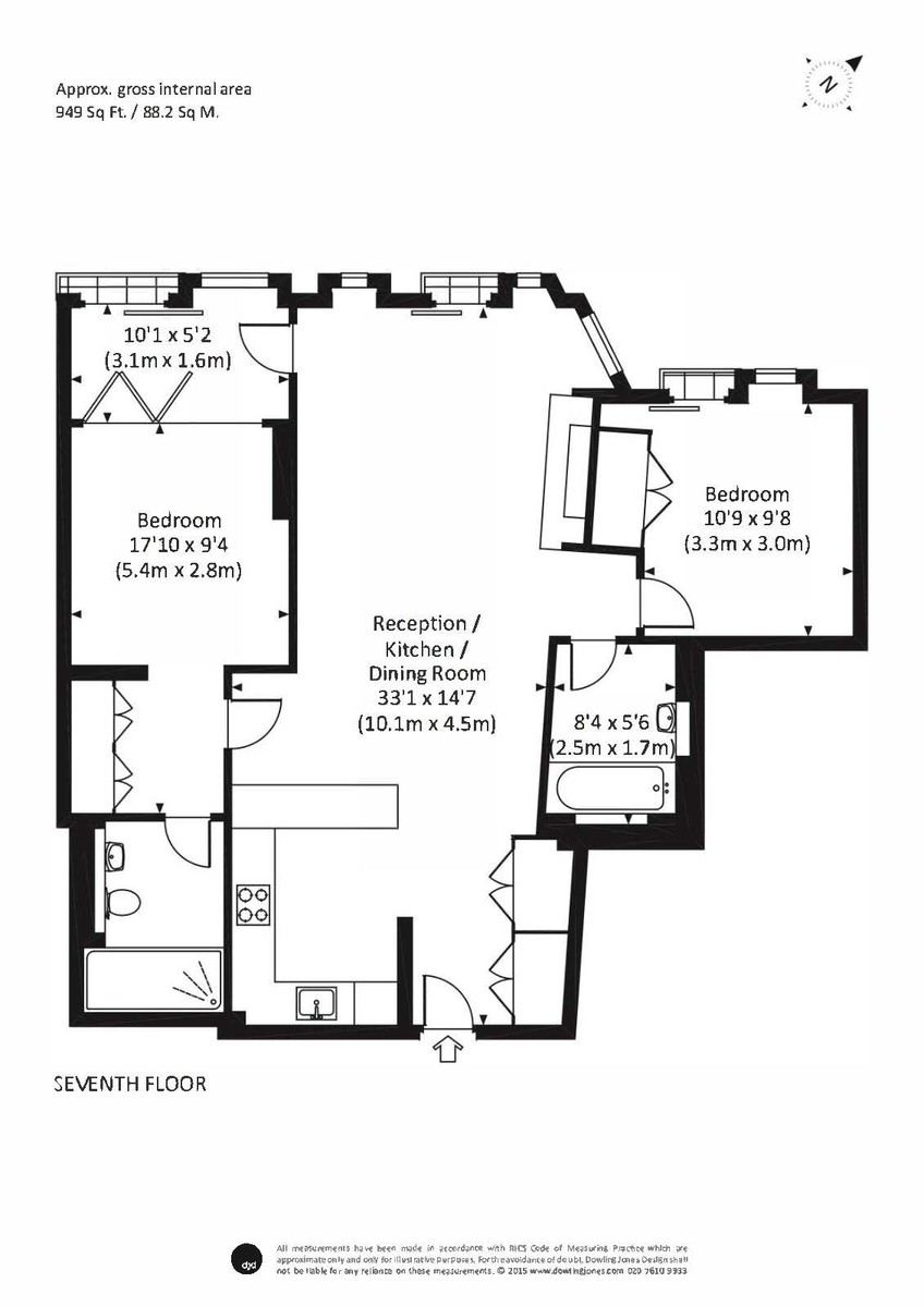 2 bed flat to rent in 3 Merchant Square, London W2 - Property Floorplan