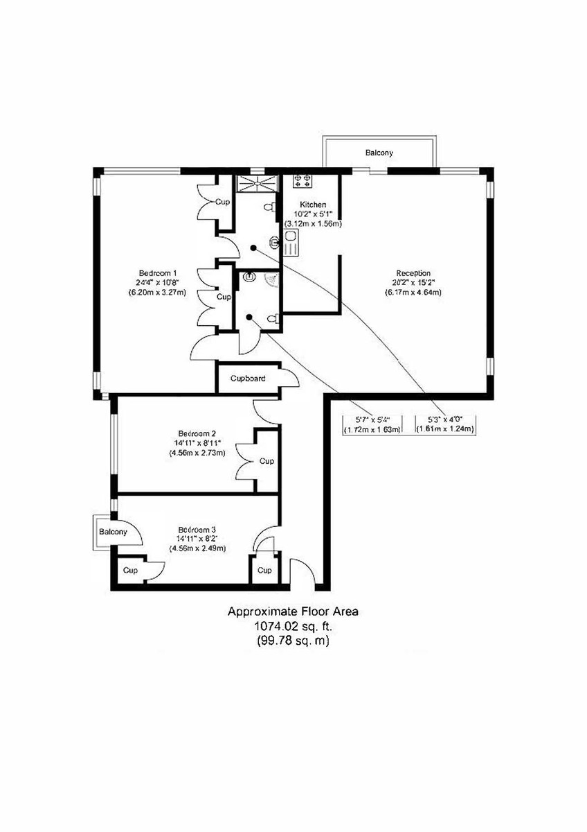 3 bed flat for sale in The Quadrangle, London - Property Floorplan