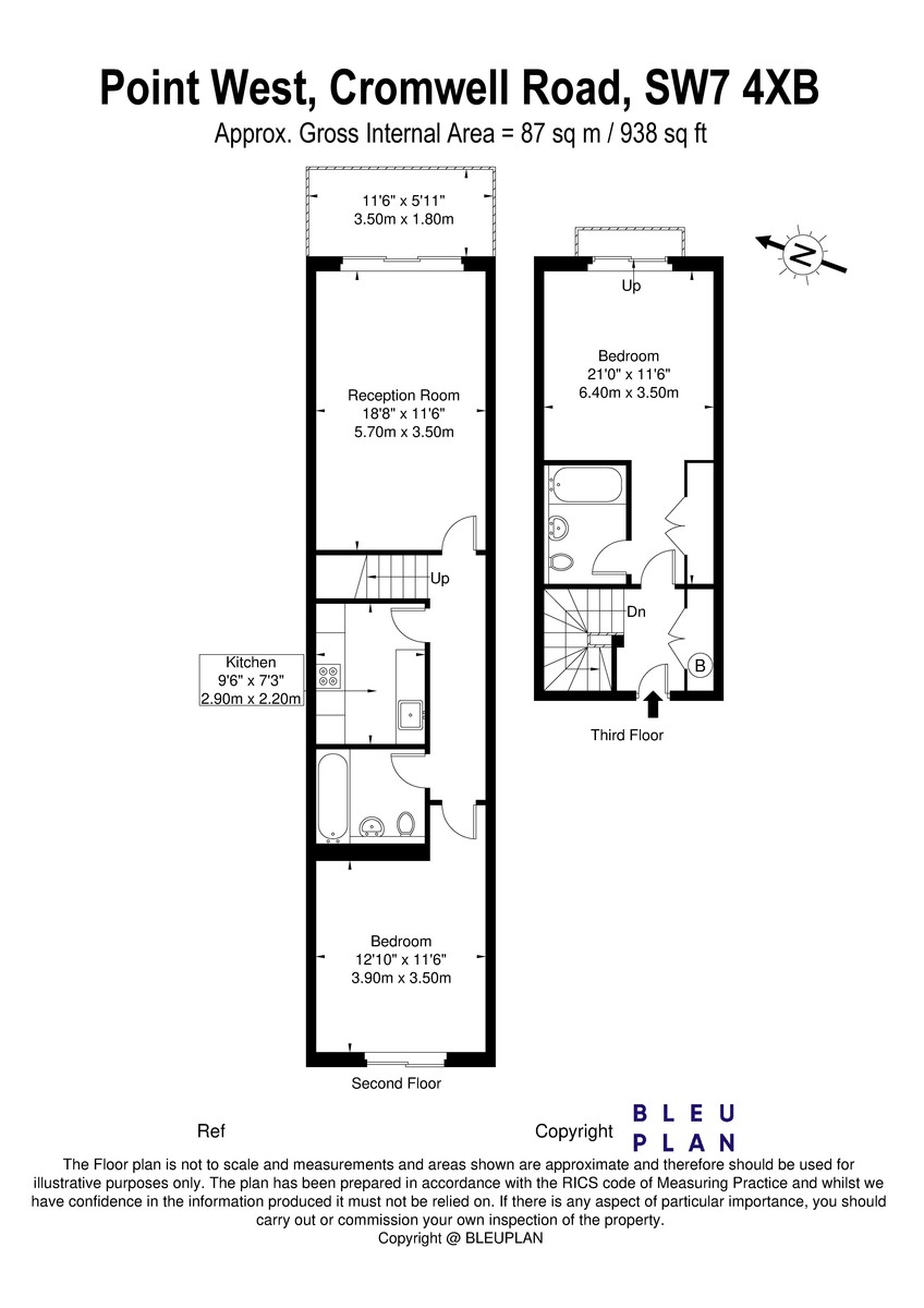 2 bed flat for sale in Point West, 116 Cromwell Road - Property Floorplan