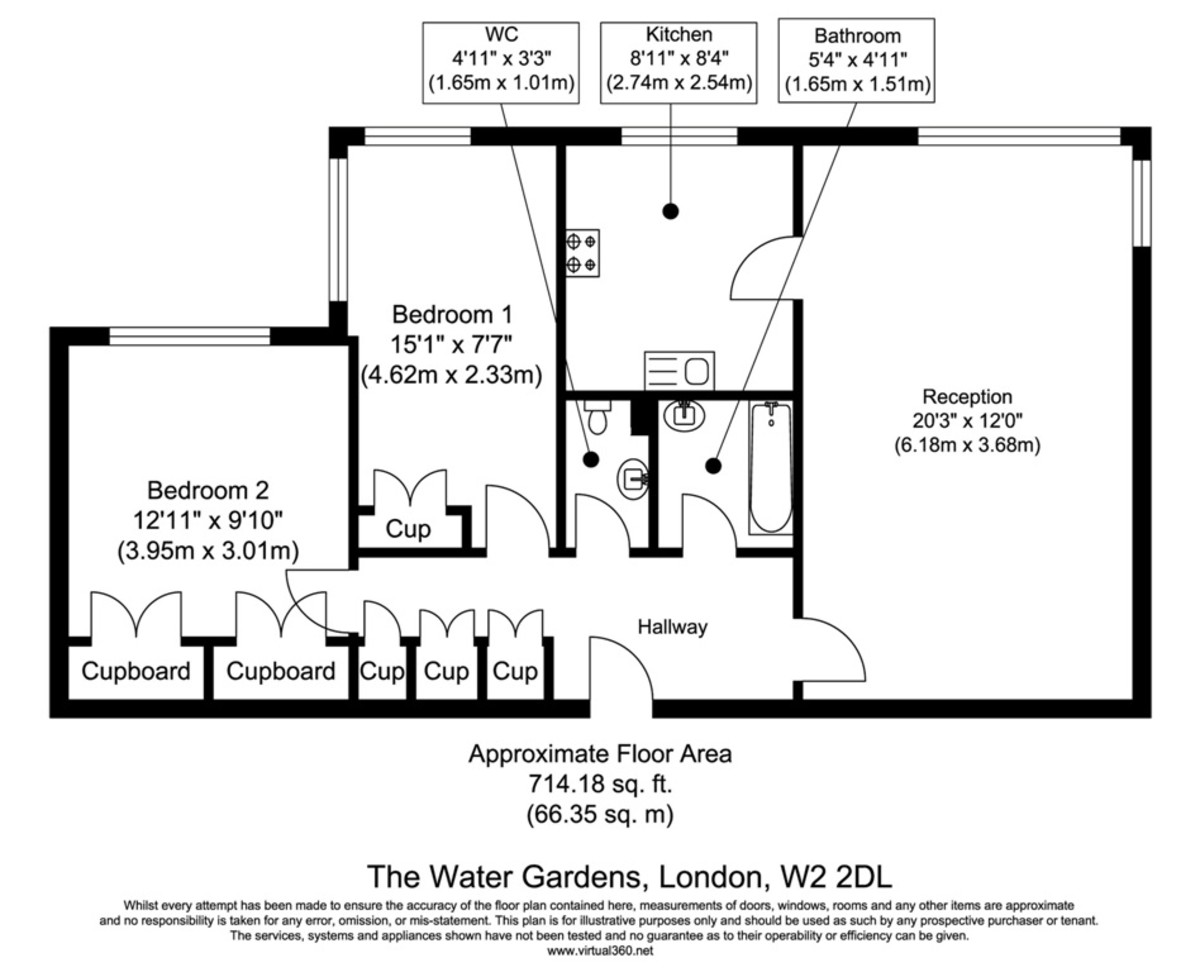 2 bed flat for sale in Water Gardens Square, London W2 - Property Floorplan