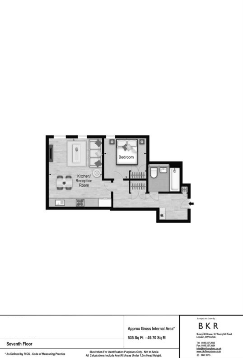 1 bed flat to rent in Merchant Square - Property Floorplan