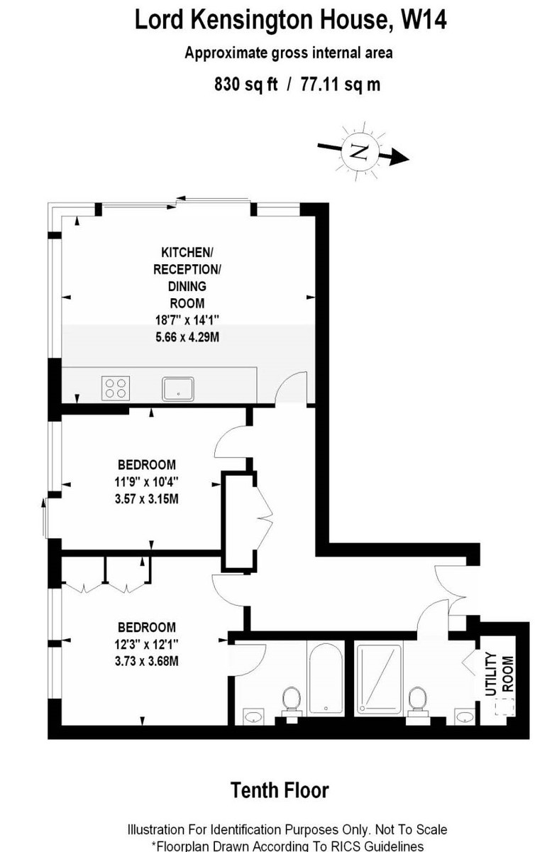 2 bed flat for sale in Lord Kensington House, 5 Radnor Terrace, London - Property Floorplan