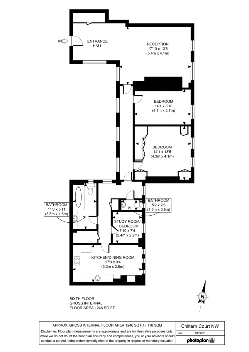 3 bed flat to rent in Baker Street - Property Floorplan
