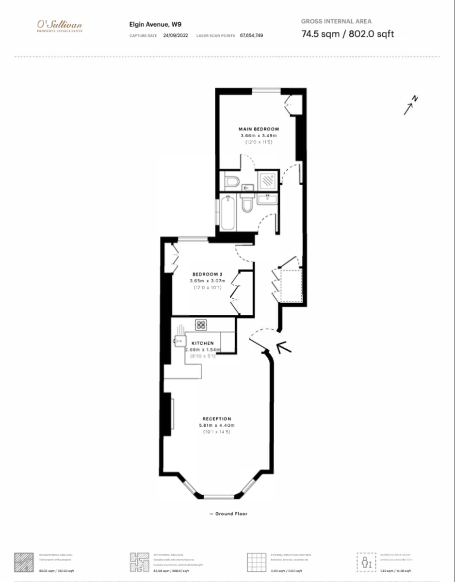 2 bed flat for sale in Elgin Avenue, Maida Vale, London W9 - Property Floorplan