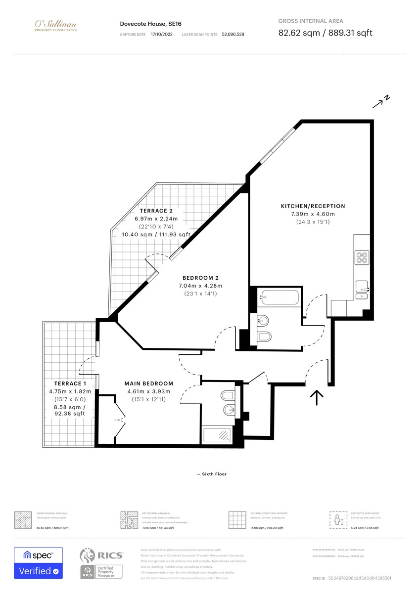 2 bed flat for sale in Water Gardens Square, Canada Water, London SE16 - Property Floorplan