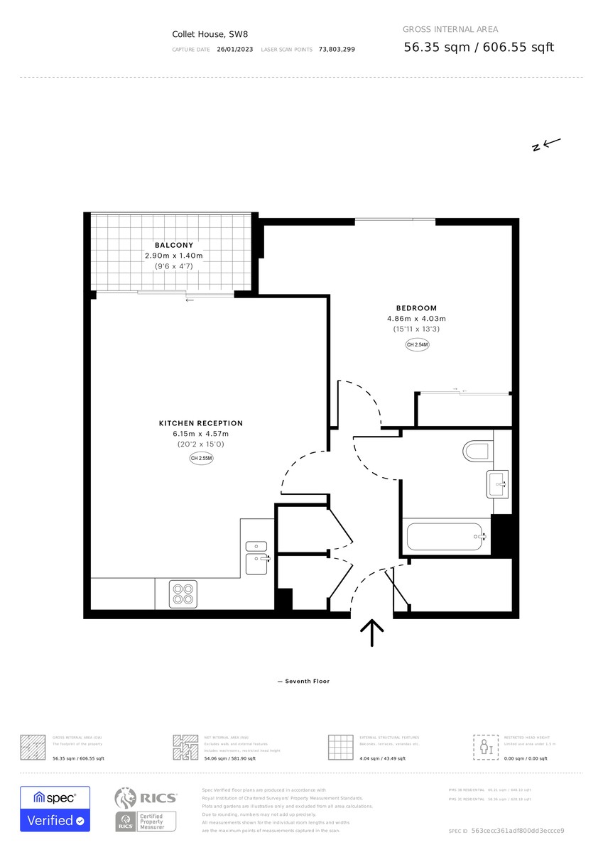 1 bed flat for sale in Collet House, Nine Elms Point, London, SW8 - Property Floorplan
