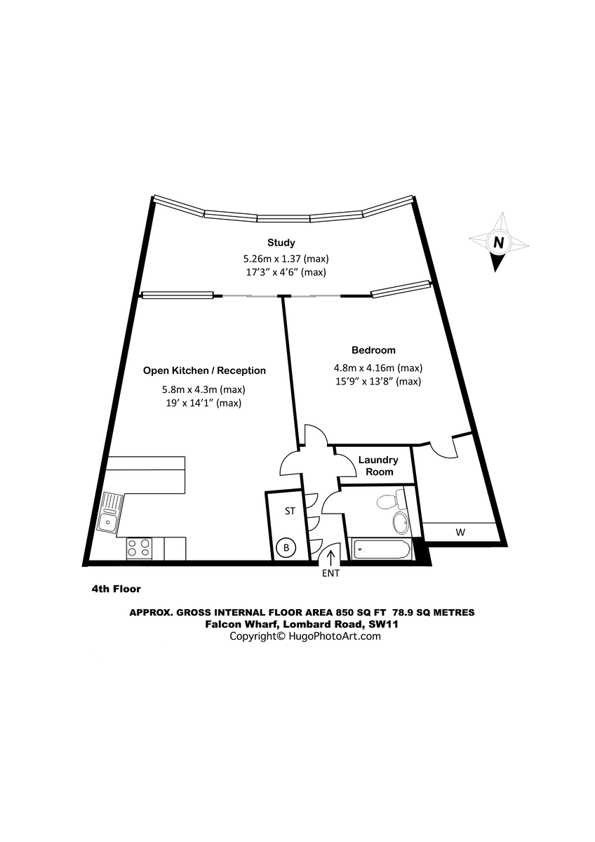 1 bed flat for sale in Lombard Road, Battersea, London, SW11 - Property Floorplan