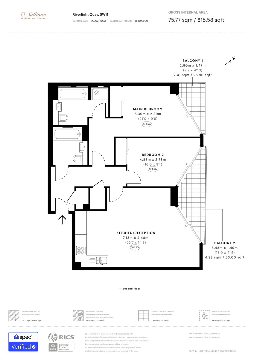 2 bed flat for sale in 4 Riverlight Quay, London SW11 - Property Floorplan