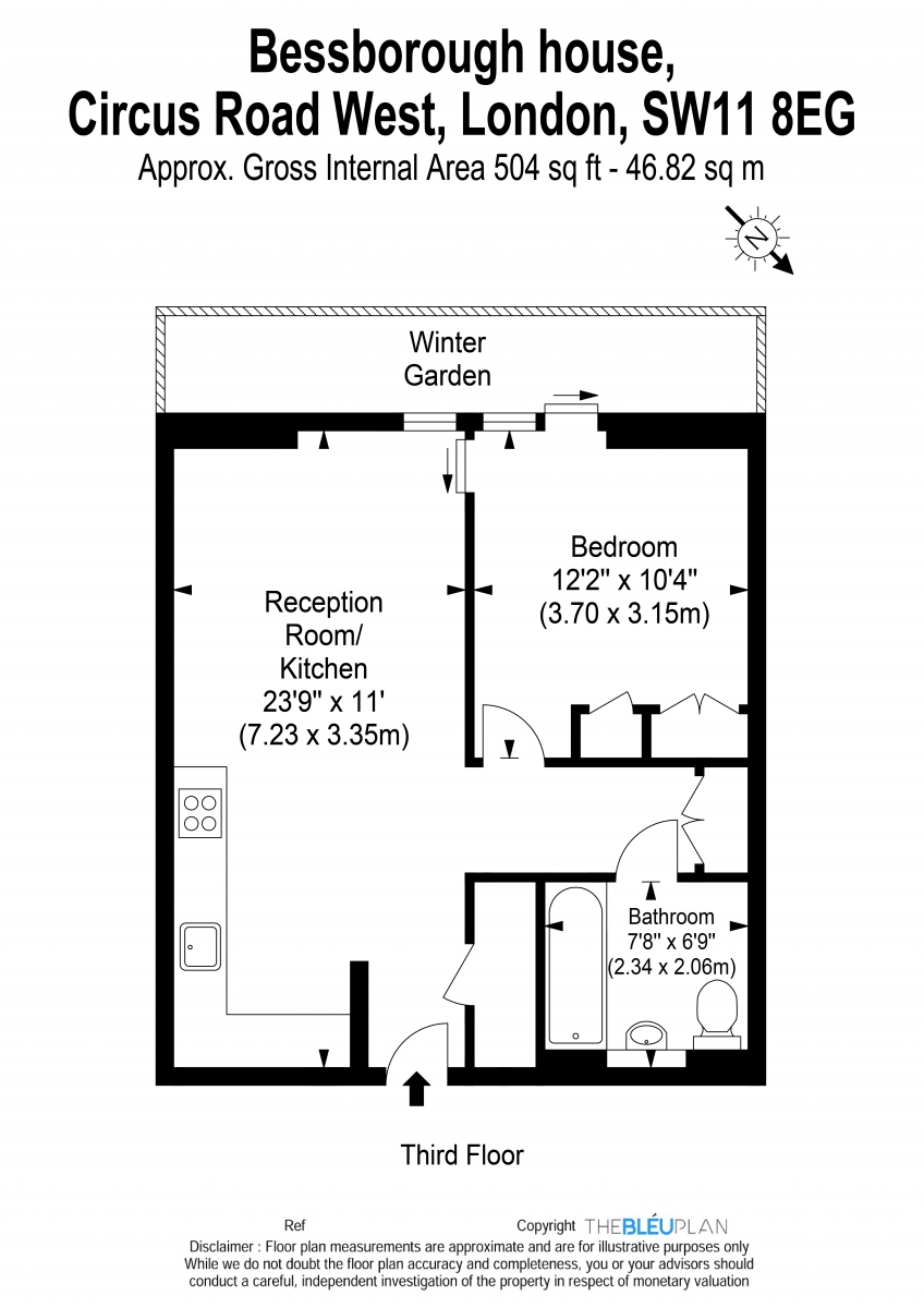1 bed flat for sale in Bessborough House, Battersea Power Station, London SW11 - Property Floorplan
