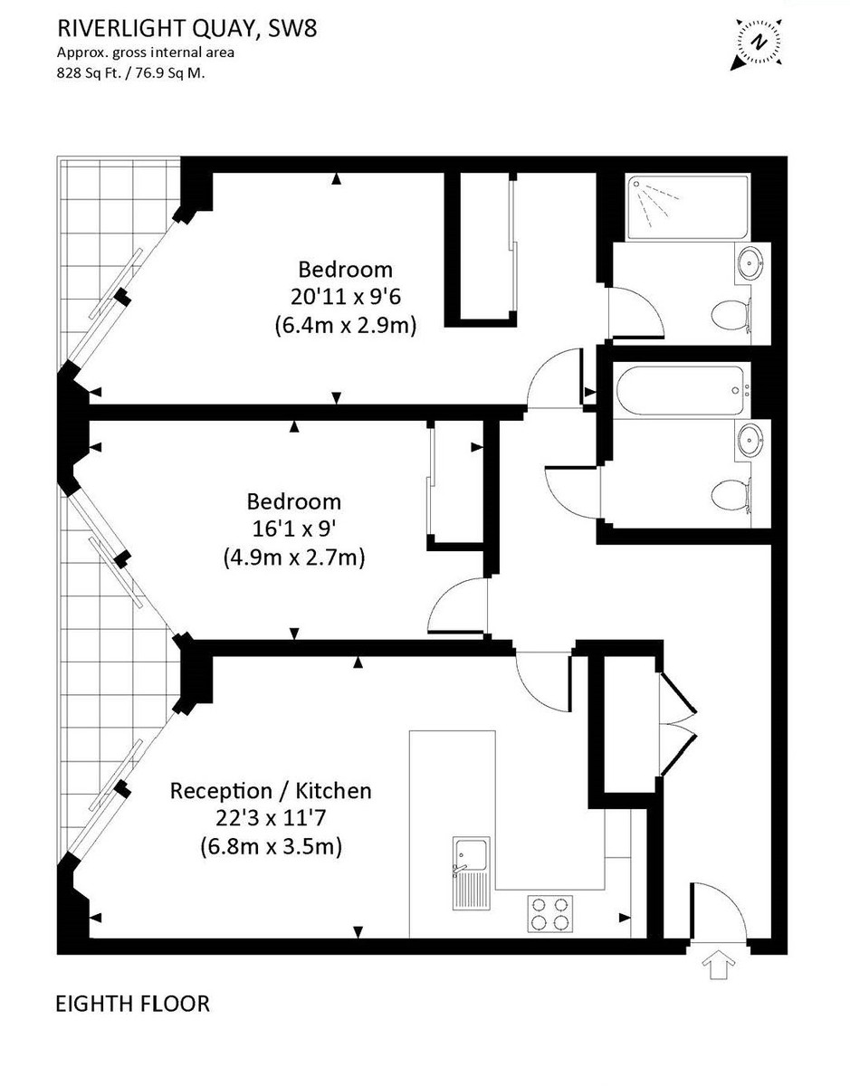 2 bed flat for sale in Riverlight Quay, London - Property Floorplan