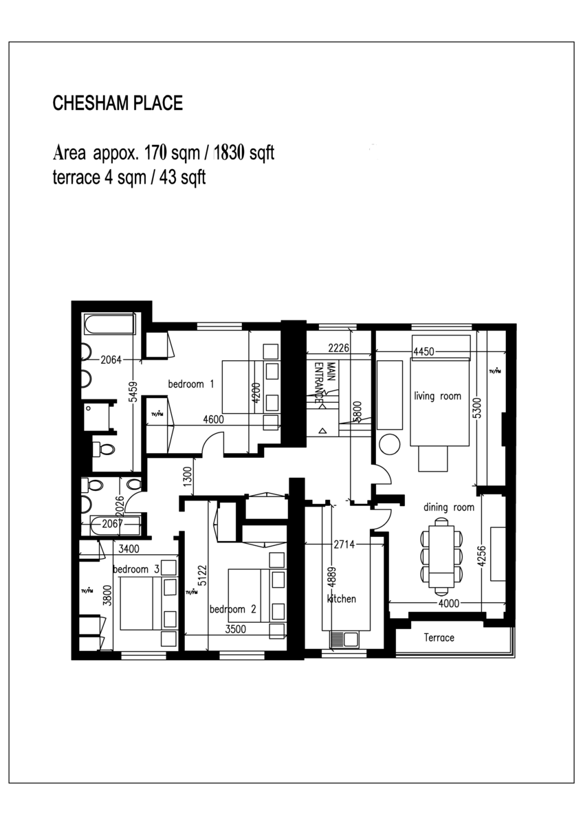 3 bed flat to rent in Chesham Place, London - Property Floorplan