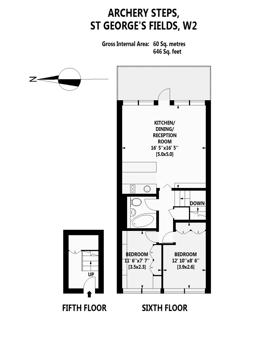 2 bed flat to rent in Archery Steps , St Georges Fields - Property Floorplan