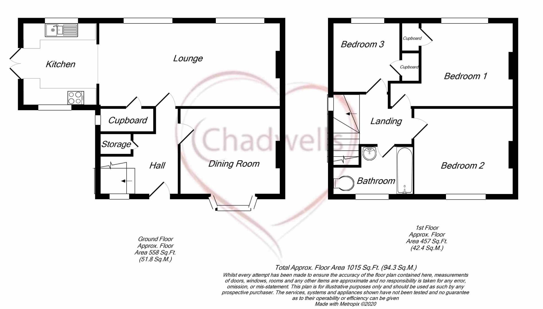 3 bed house for sale in Greenwood Avenue, Edwinstowe, NG21 - Property Floorplan