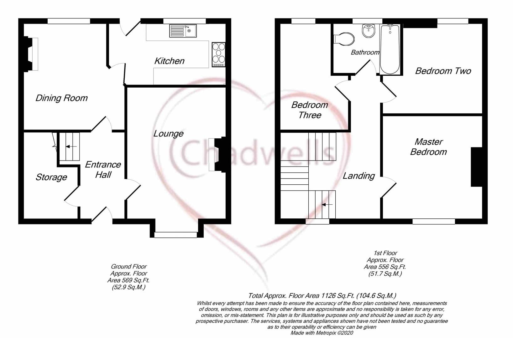 3 bed house for sale in Rufford Avenue, New Ollerton, NG22 - Property Floorplan