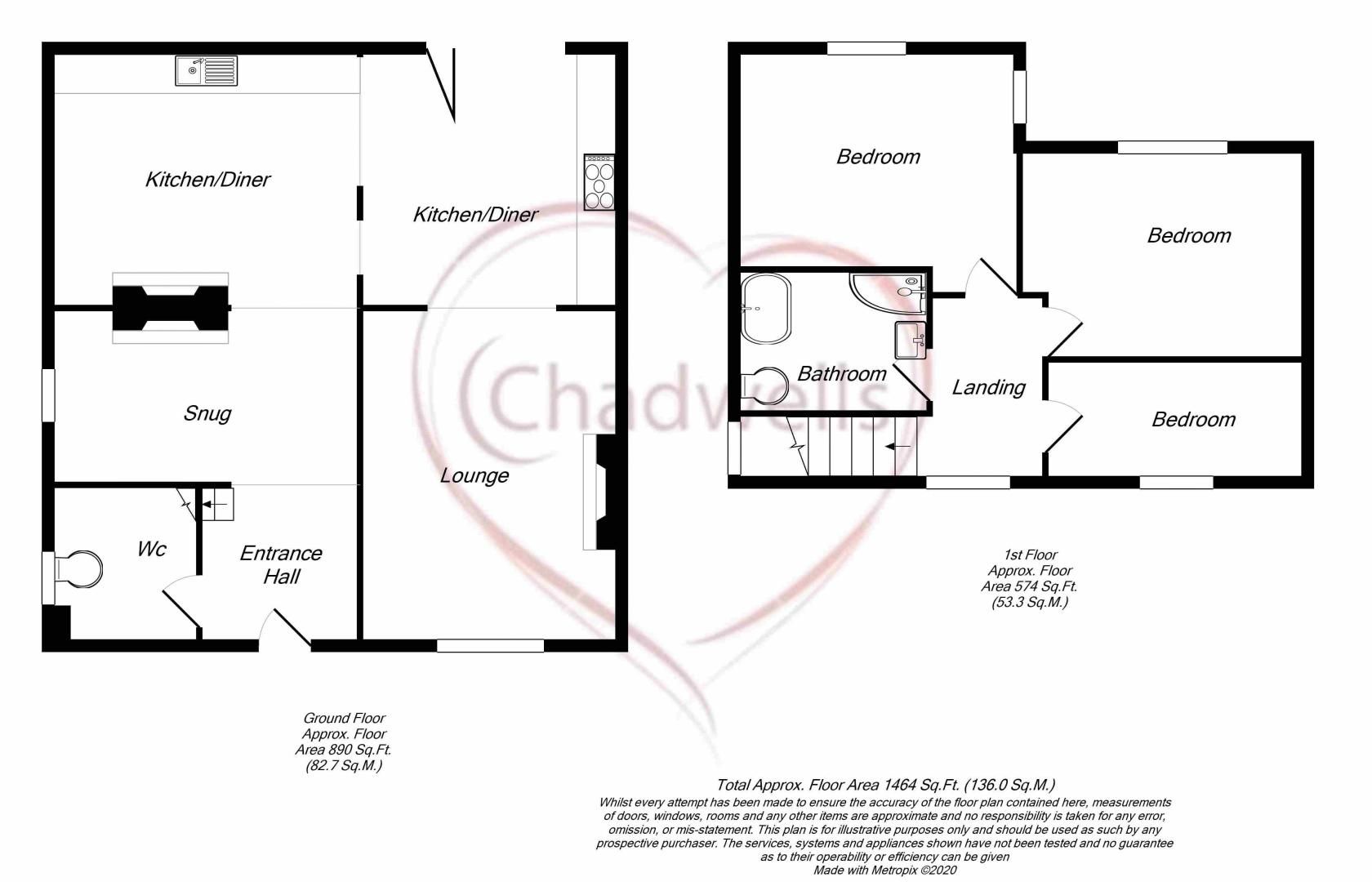 3 bed house for sale in Larch Road, New Ollerton, NG22 - Property Floorplan