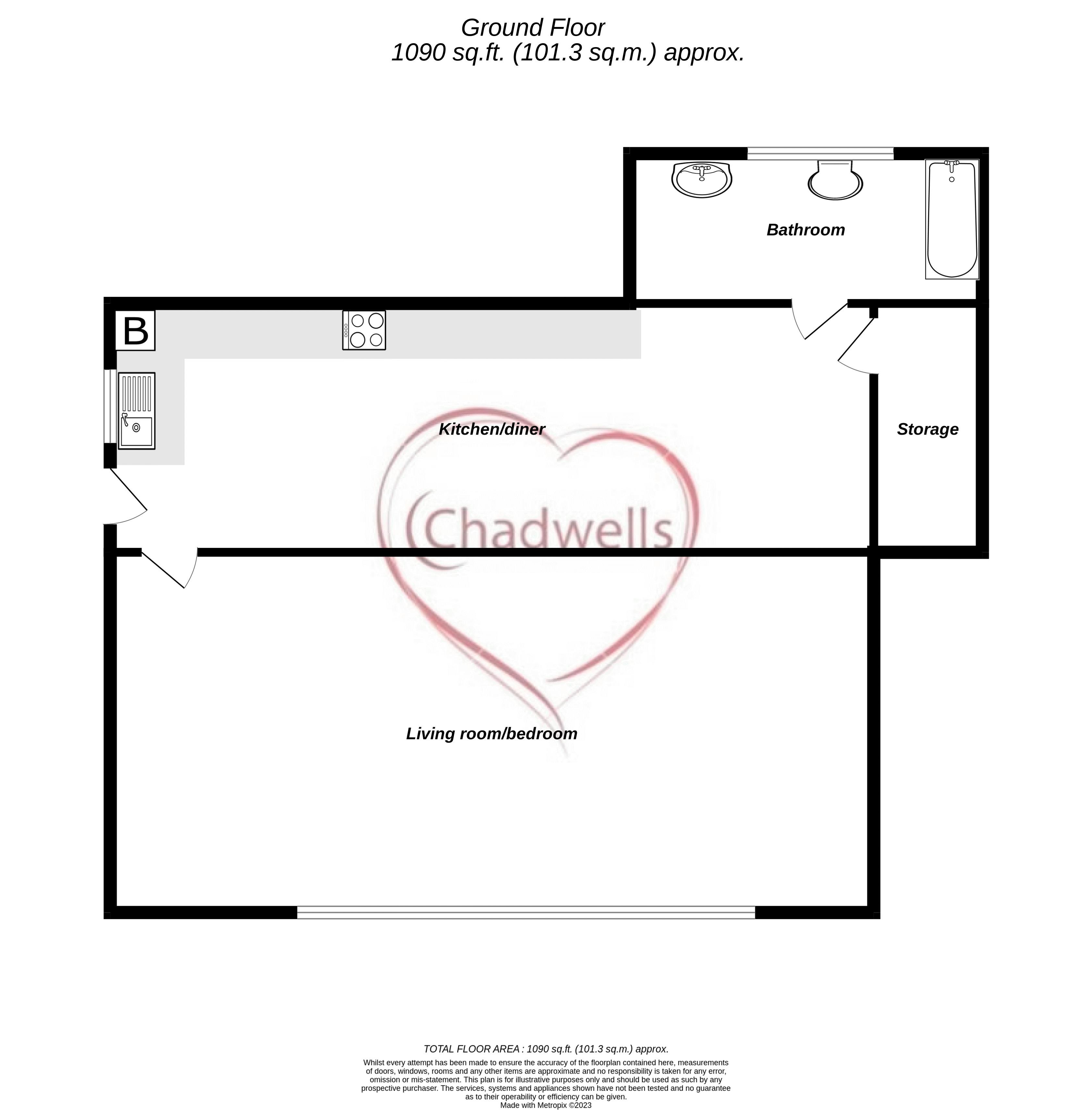 1 bed flat for sale in 22 Oak Avenue, New Ollerton, NG22 - Property Floorplan