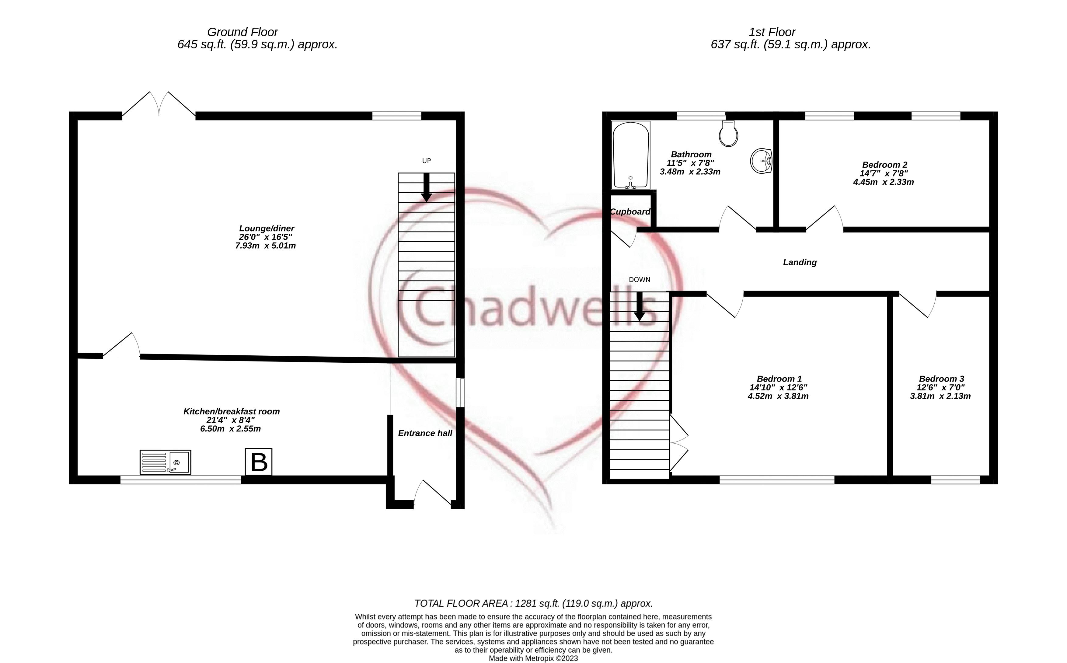 3 bed house for sale in Forest Road, New Ollerton, NG22 - Property Floorplan