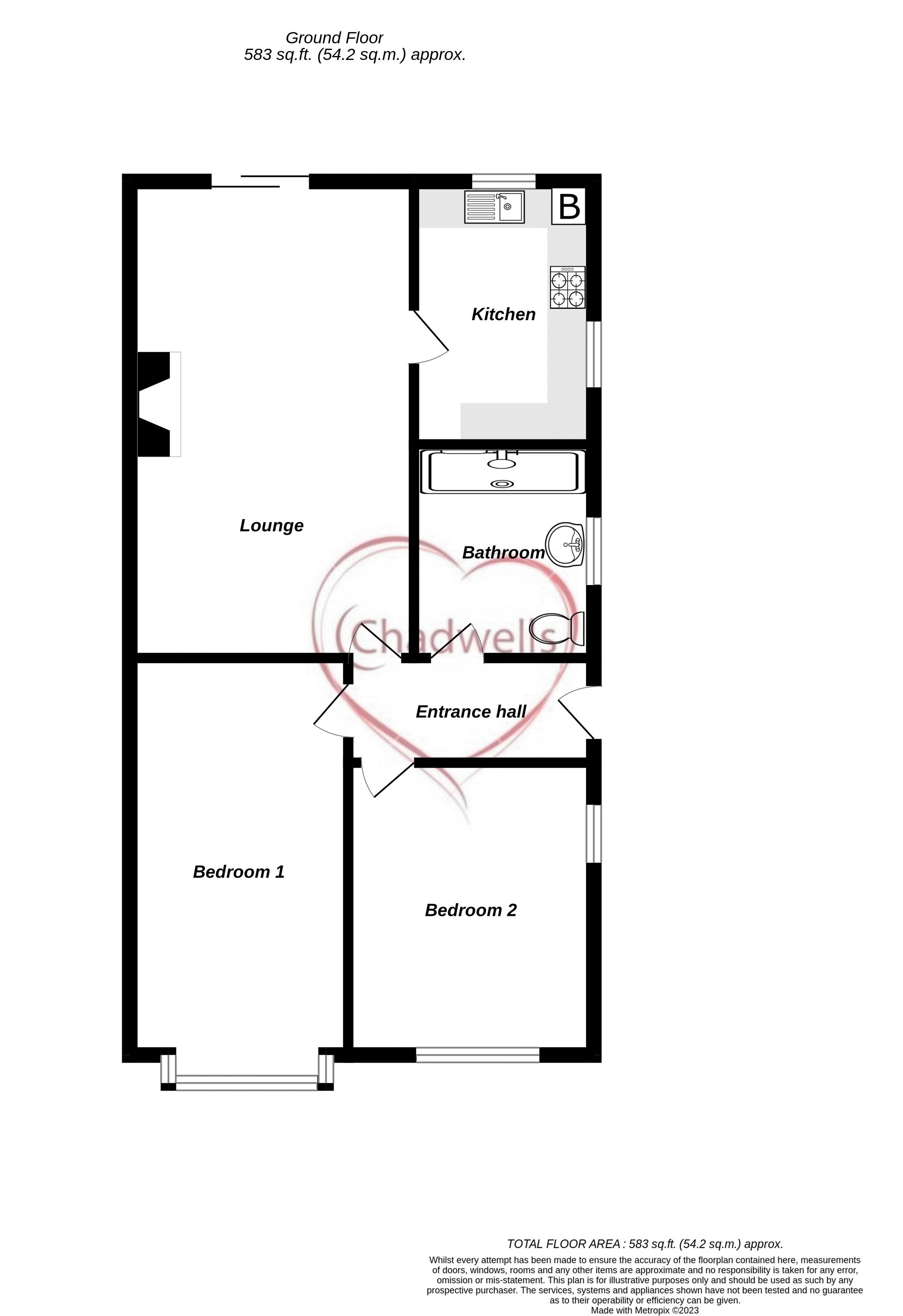 2 bed bungalow for sale in St Peters Close, New Ollerton, NG22 - Property Floorplan