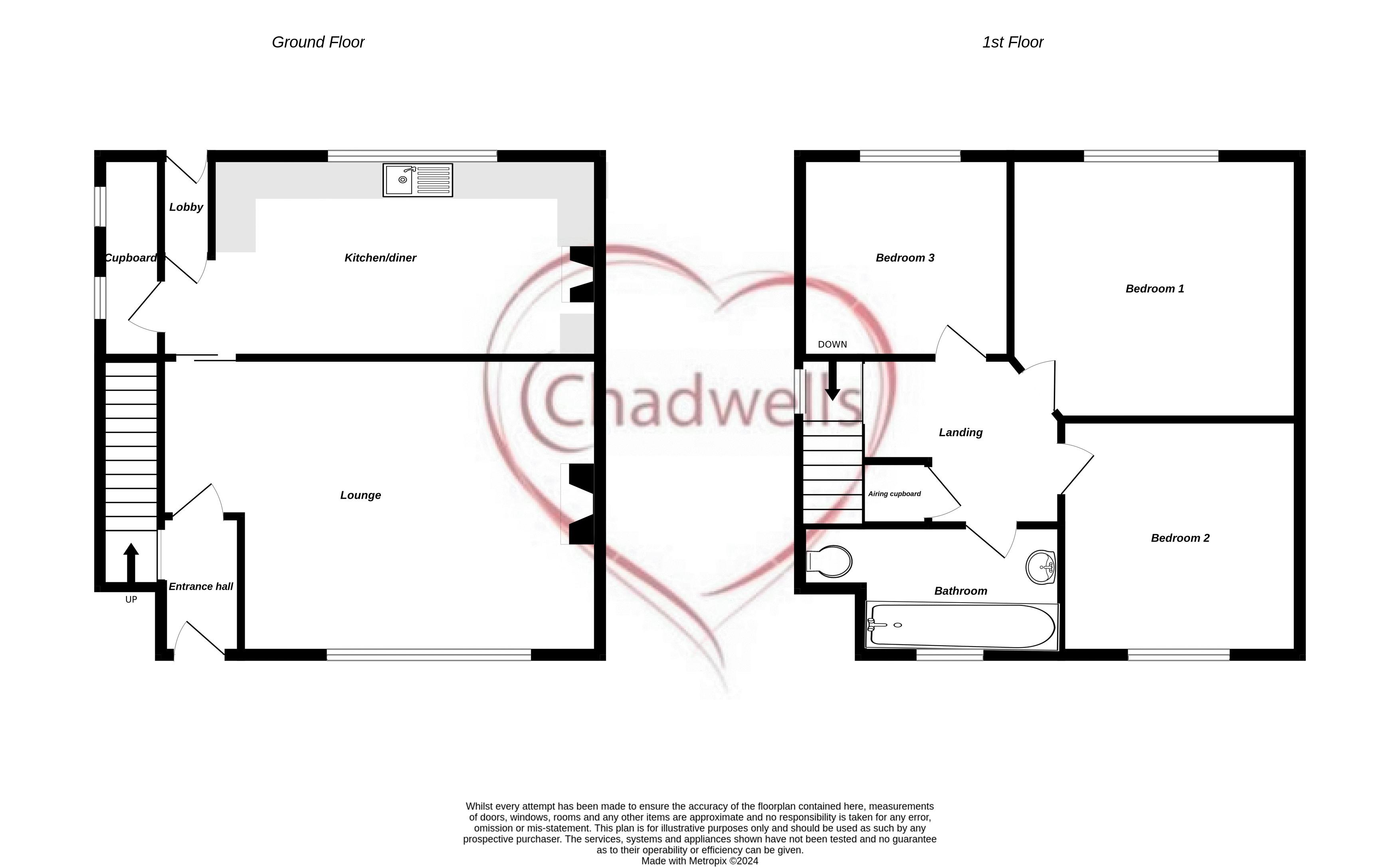 3 bed house for sale in Oak Avenue, Ollerton, NG22 - Property Floorplan