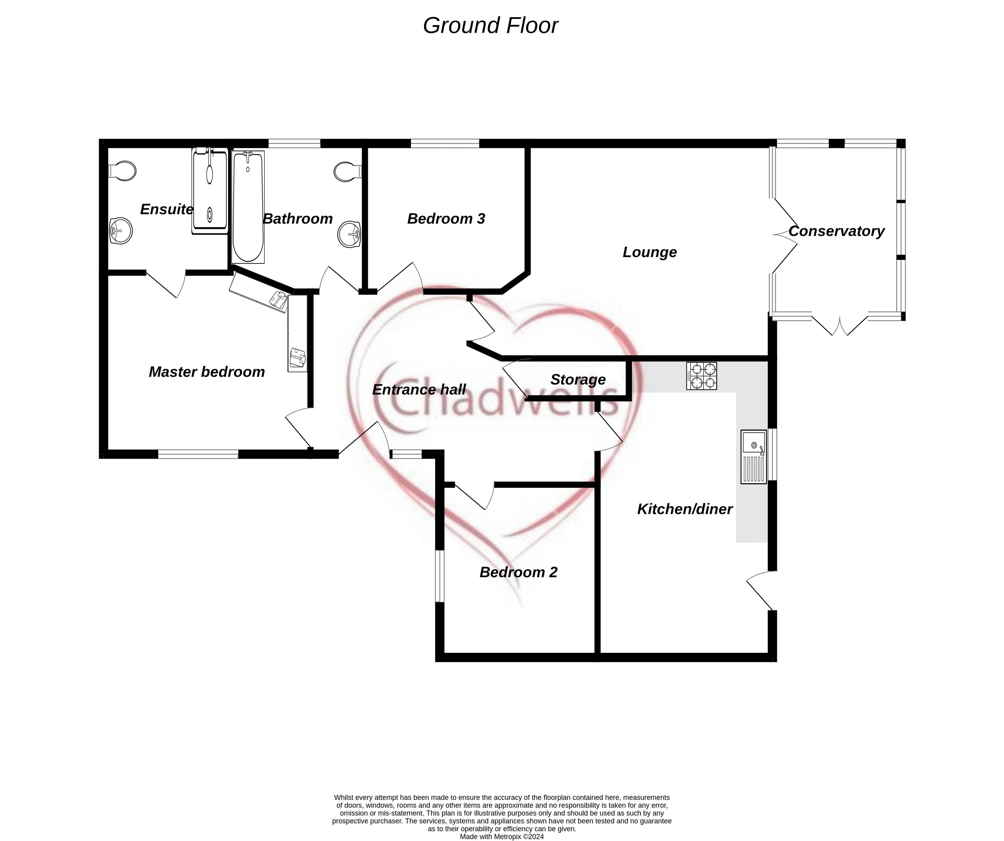 3 bed bungalow for sale in Woodbank Close, Bilsthorpe, NG22 - Property Floorplan