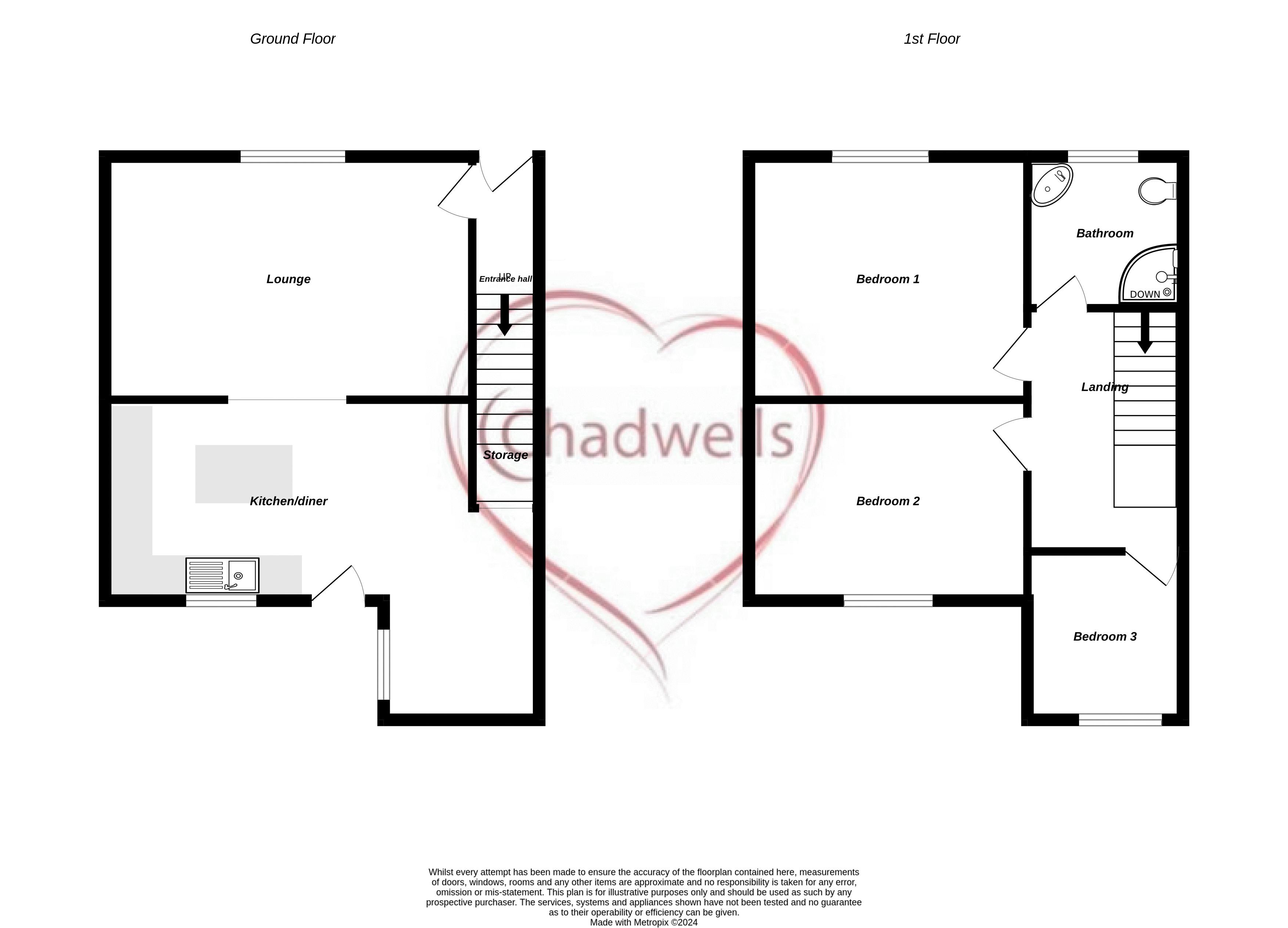 3 bed house for sale in Oak Avenue, Ollerton, NG22 - Property Floorplan