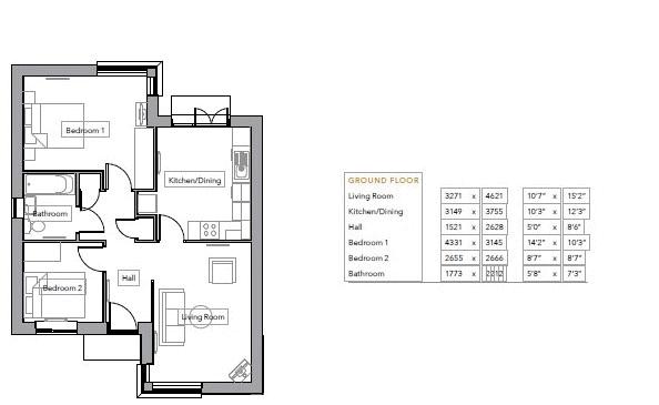 2 bed bungalow for sale in Manvers Place, Edwinstowe, NG21 - Property Floorplan