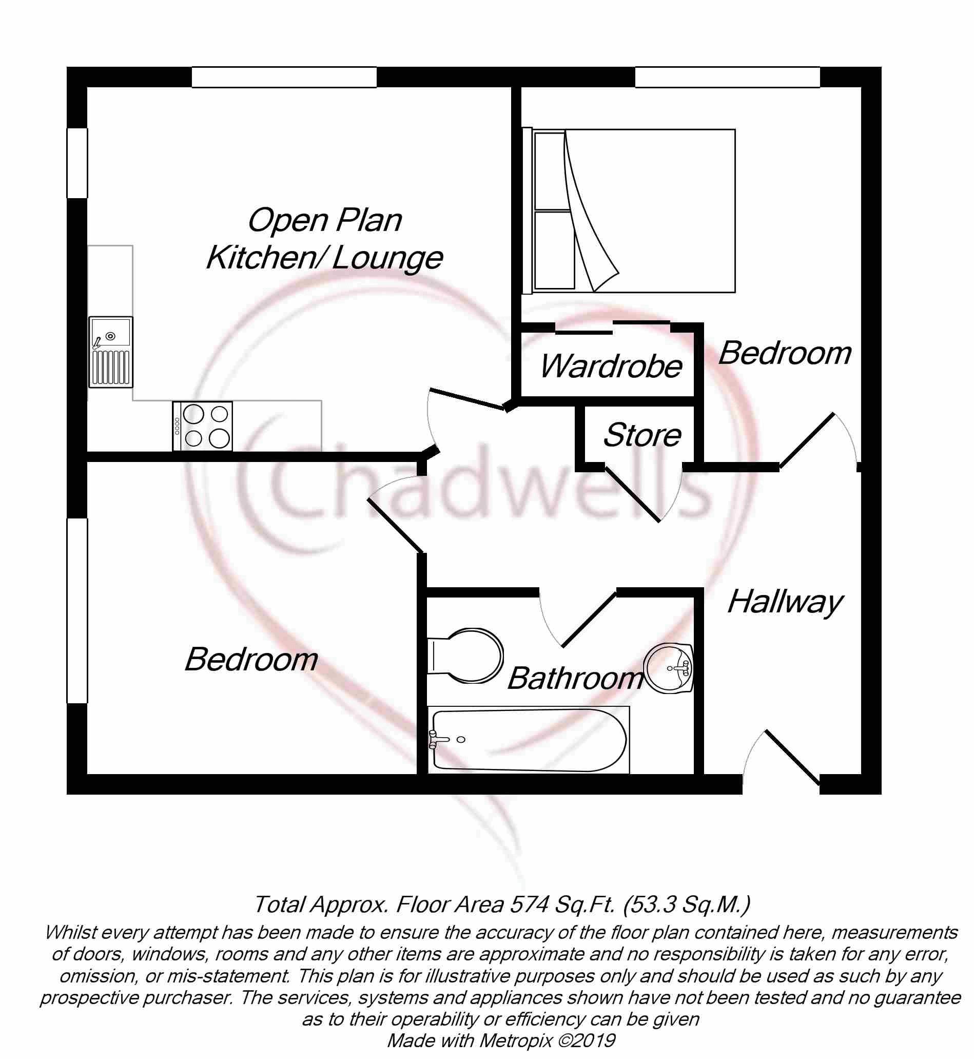 2 bed flat for sale in Bath Lane, Mansfield, NG18 - Property Floorplan