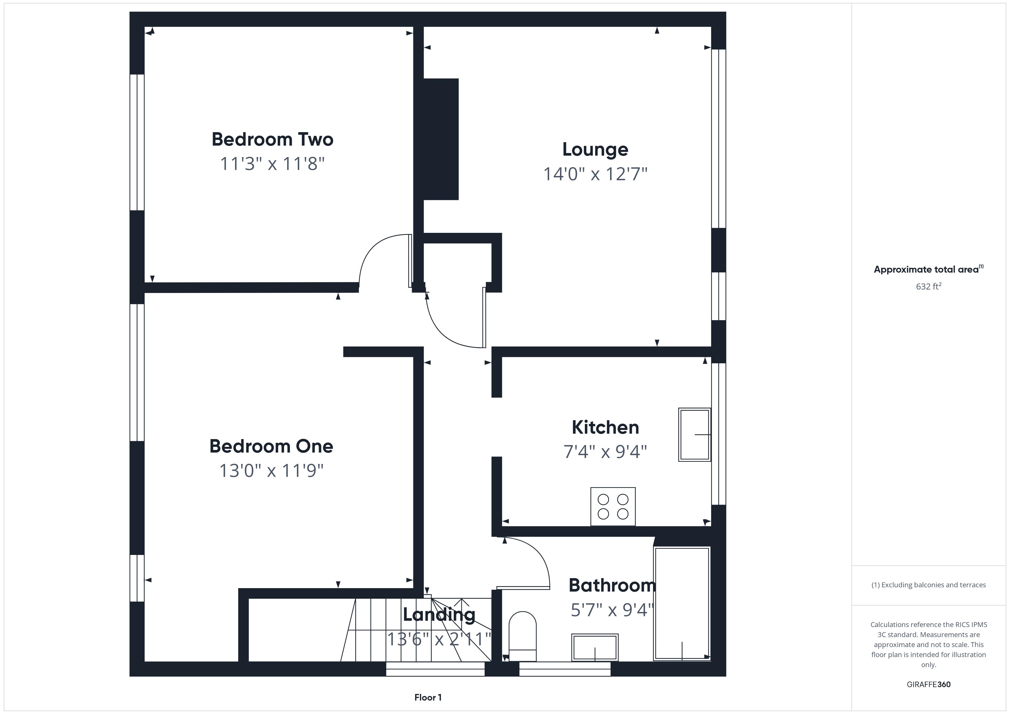 2 bed flat for sale in Alder Grove, Ollerton, NG22 - Property Floorplan