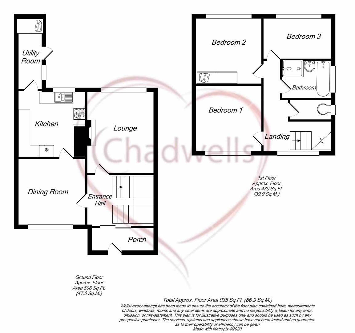 3 bed house for sale in Henton Road, Mansfield, NG21 - Property Floorplan